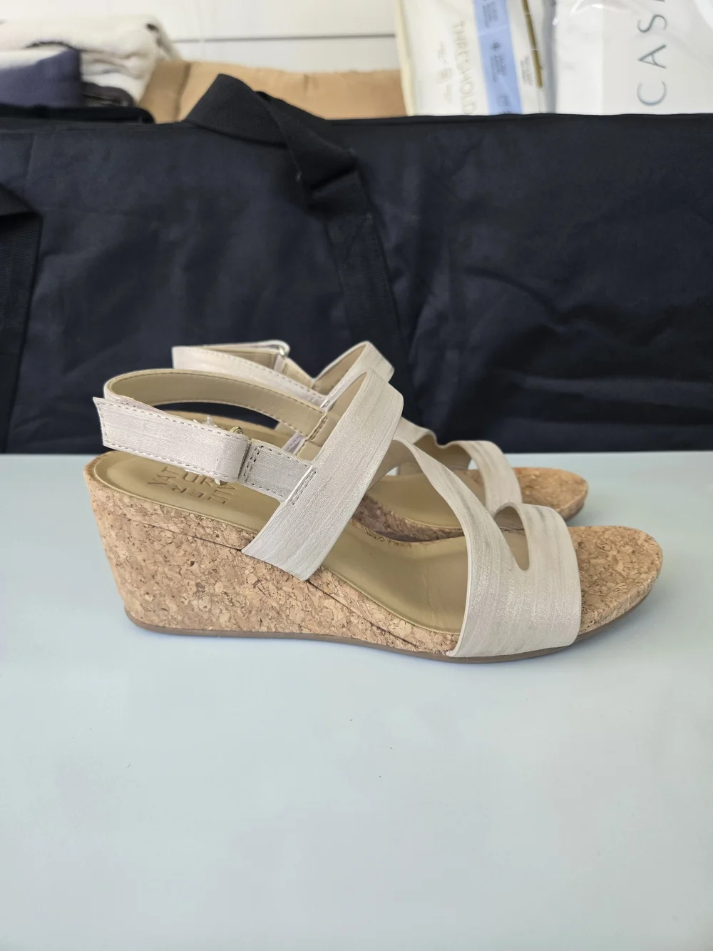 Naturalizer Adria Strappy Wedge Sandal in Beige